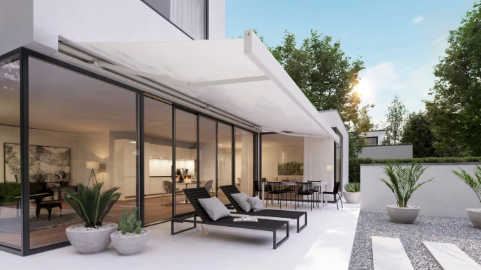 Markilux Markise über moderner Terrasse